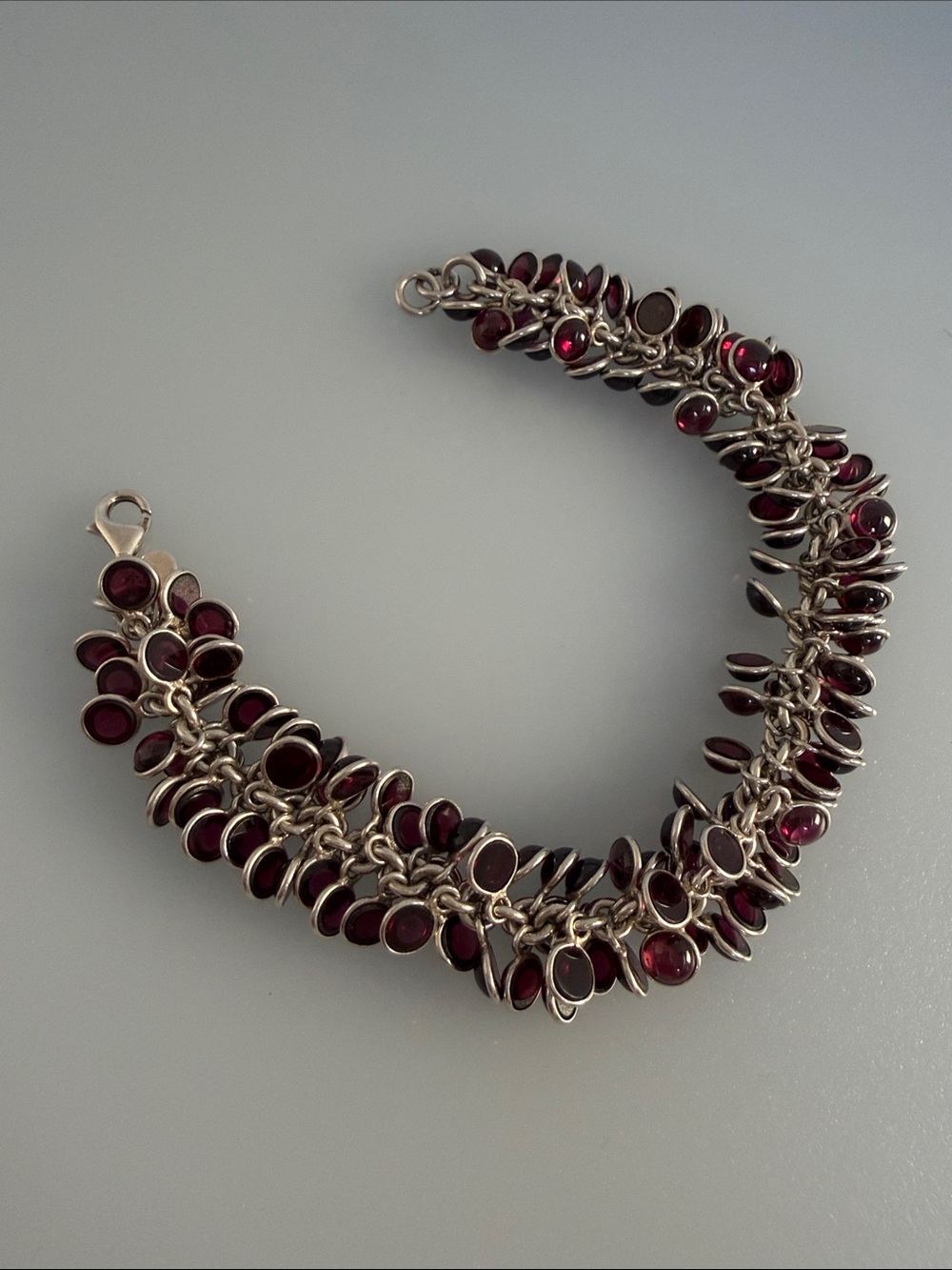 SILPADA 925 Sterling Silver Bracelet with Deep Red Gem Accents